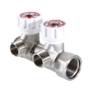 Коллектор ВН 3/4" VALTEC с вентилями на 2 выхода 1/2"